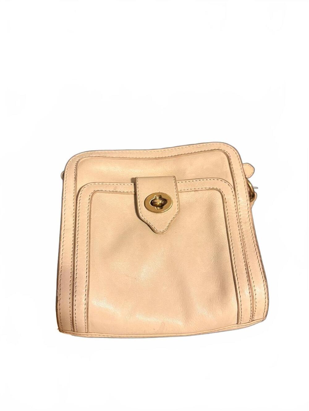 Steven Alan Vintage Beige Leather Crossbody Bag w/ Turnlock